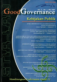 Image of Good Governance (Volume 3, Nomor 1, Mei 2004): Kebijakan Publik