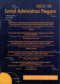 Jurnal Administrasi Negara (Volume 26 No. 1 April 2020)