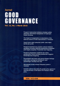 Jurnal Good Governance (Volume 12, Nomor 1, Maret 2016)